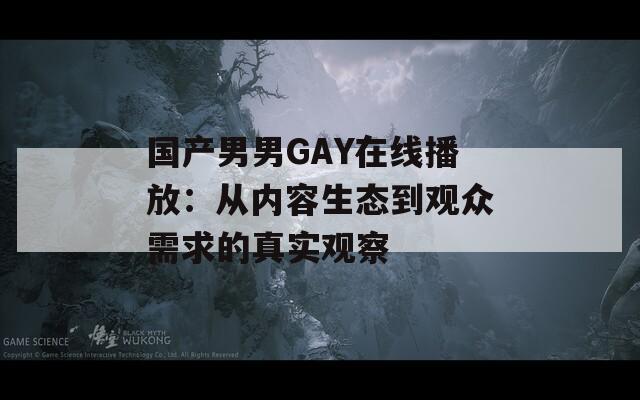 国产男男GAY在线播放：从内容生态到观众需求的真实观察